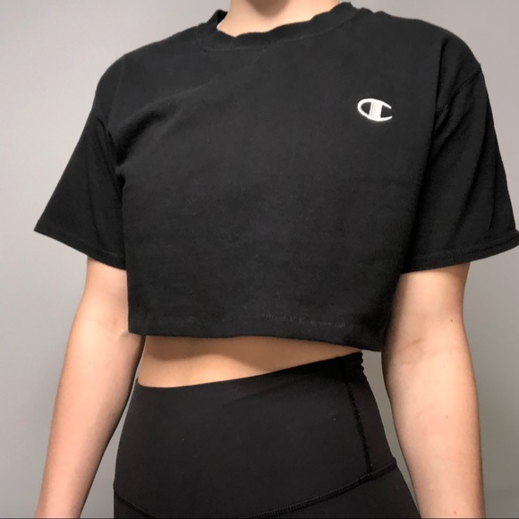 champion crop top black